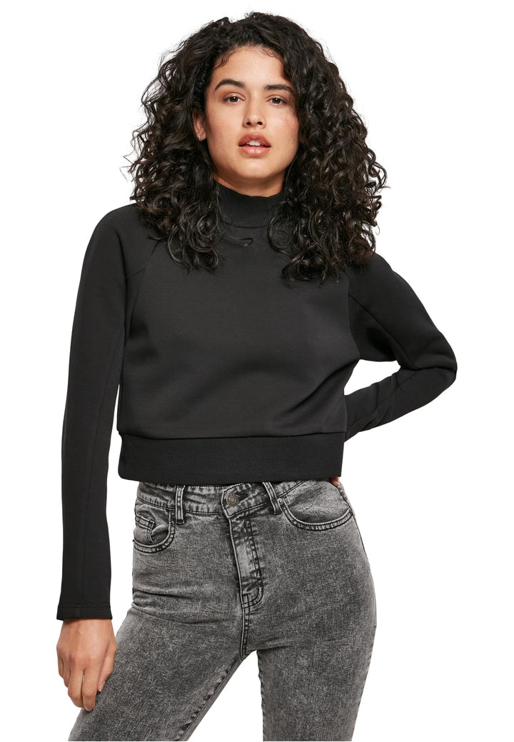 Urban Classics Damen Ladies Interlock Short Turtleneck Crew Sweatshirts L Schwarz, L Schwarz