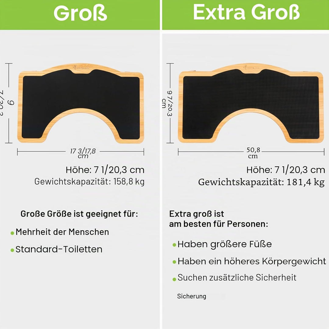 StrongTek Toilettenhocker Erwachsene, Badhocker, WC Hocker Holz mit Antirutsch-Beschichtung und 160