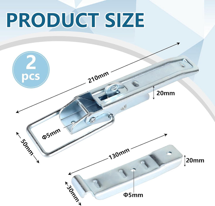 2 X Exzenterverschluss mit Halter 210mm, Spannverschluss Anhänger Bordwandverschluss Verzinkt, Versc