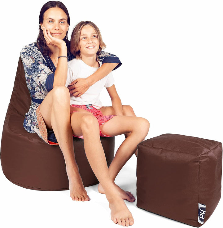 PATCH HOME Gamer Kissen Lounge Kissen Sitzsack Sessel Sitzkissen Bean Bag + Würfel/Hocker mit Reissv