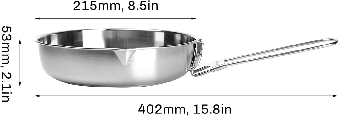 Fire-Maple Edelstahl Camping-Bratpfanne 1,4L Tragbares Kochgeschirr für Steak und Ei Omelettenpfanne
