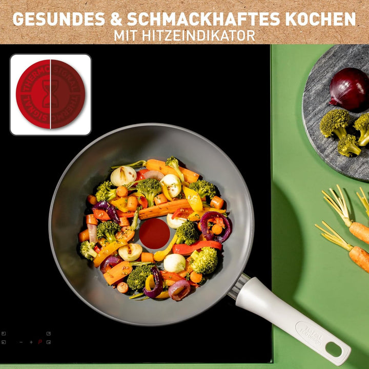 Tefal C42719 Renew On Wokpfanne 28 cm | Keramikversiegelung | umweltfreundlich recycelt | Thermo-Sig