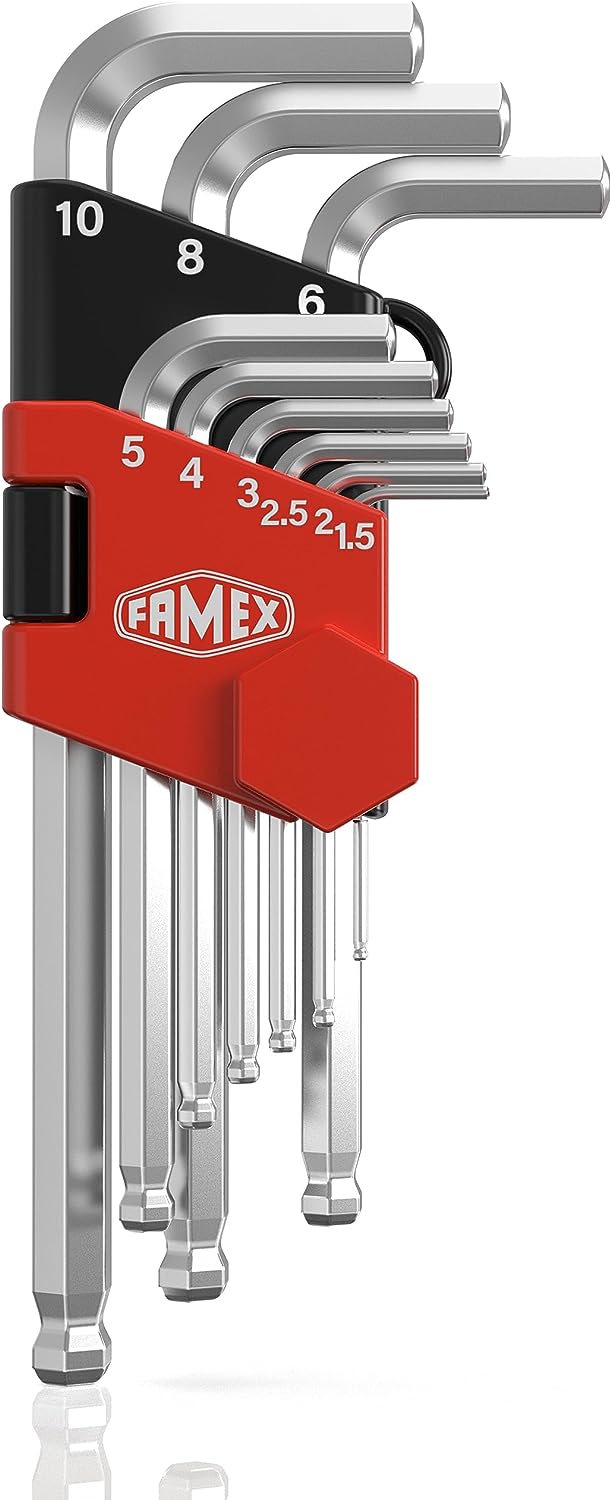 FAMEX 10790 Sechskant Winkelschraubendreher für Innensechskant- Inbus - und für Torx-Schrauben, lang