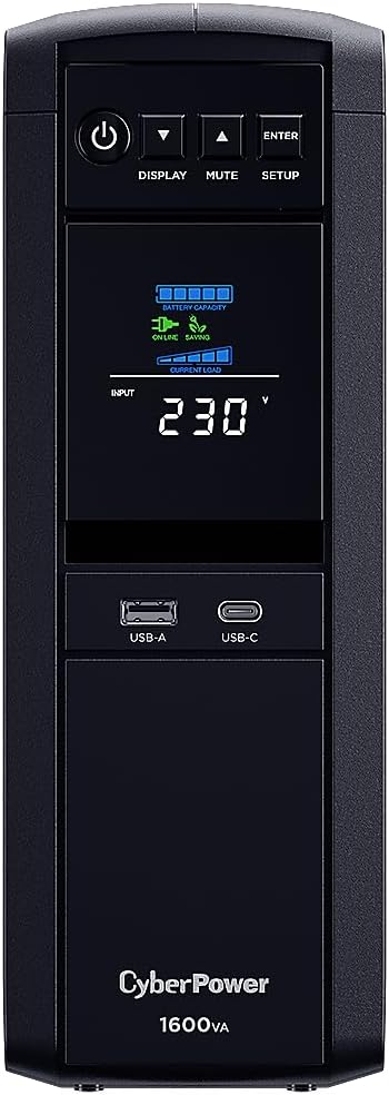 CyberPower CP1350EPFCLCD Line-Interactive USV 1350VA/810W Reine Sinuswelle für Active PFC, AVR, Farb