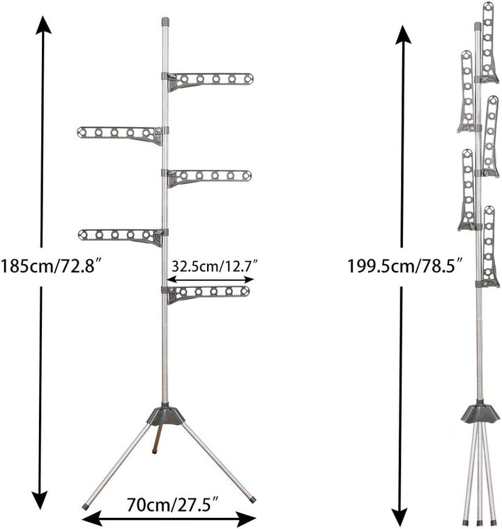 BAOYOUNI Faltbarer Wäscheständer für Hemden Klappbarer Kleiderständer Bügelwäscheständer mit 5 Verst