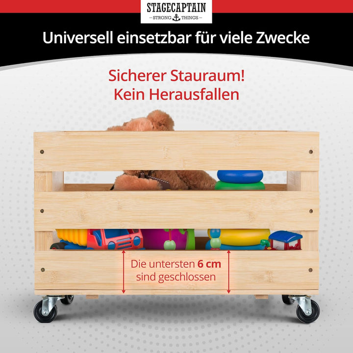 Stagecaptain SPKB-100 NT Bambus Schallplattenkiste “Emil” 2x SET - Aufbewahrungsbox für bis zu 100 L