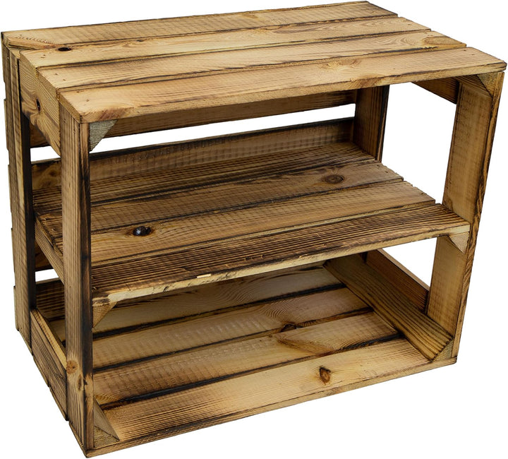 Kistenkolli Altes Land 3er set Regalkiste Holzkiste Gerda flambiert mit Zwischenbrett/Mittelbrett Lä