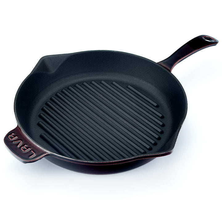 LAVA Premium Serie - Grillpfanne, rund, 28 cm, mit massiven Griff, Emaille, Majolik lila Ø 28cm Lila