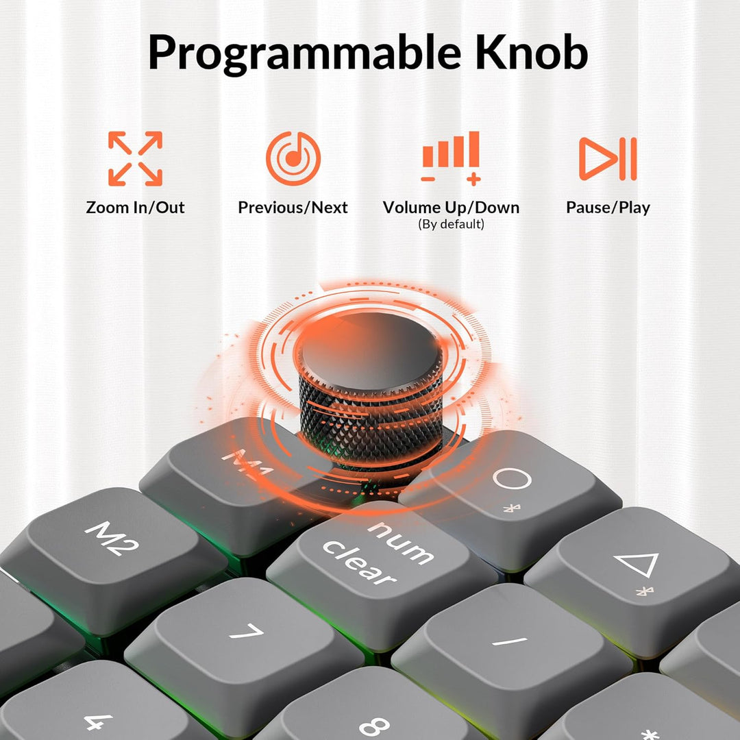 Keychron K0 Max Kabelloser Numpad, Low-Profile, programmierbar mit QMK/Launcher, 2,4 GHz & Bluetooth