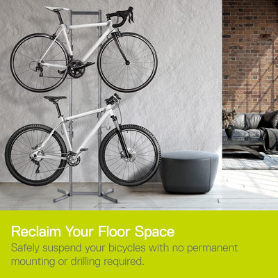 Bike Rack for Garage & Home by Delta Cycle - No Drilling Required - Fully Adjustable Gravity Storage