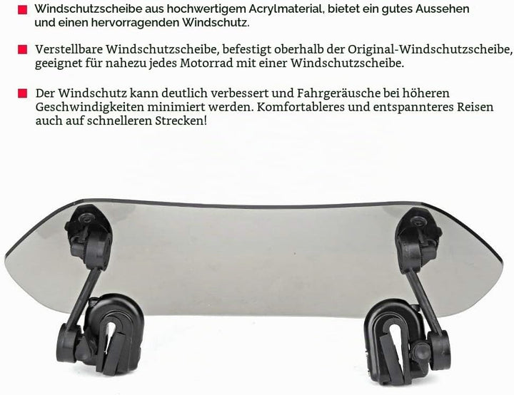 DEWIN Motorrad Windschild, Street Glide Special Windschild Motorrad Einstellbare Clip On Windschutzs