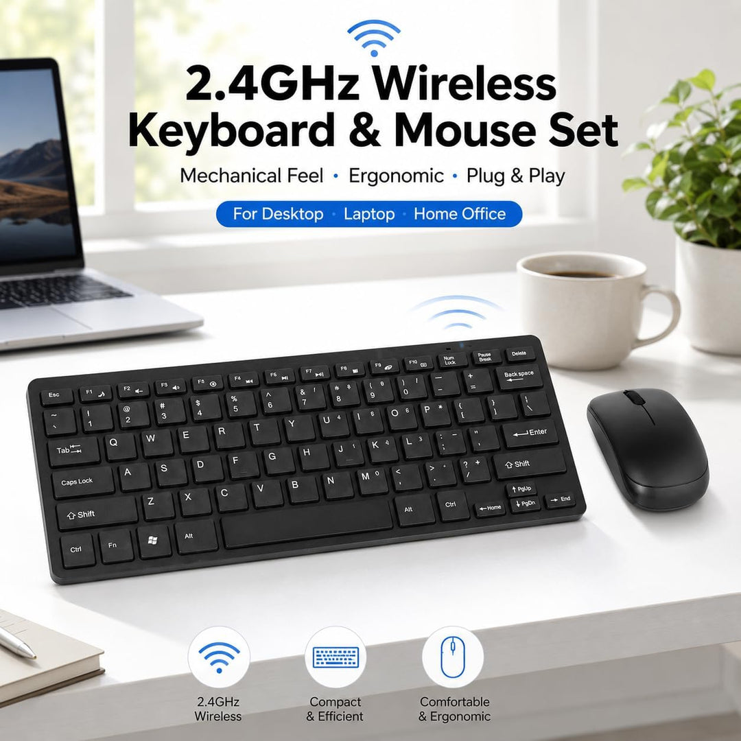 Kabellose Tastatur- und Maus-Kombination, 2,4 GHz Tragbar Wiederaufladbare Funktastatur Maus, Mechan