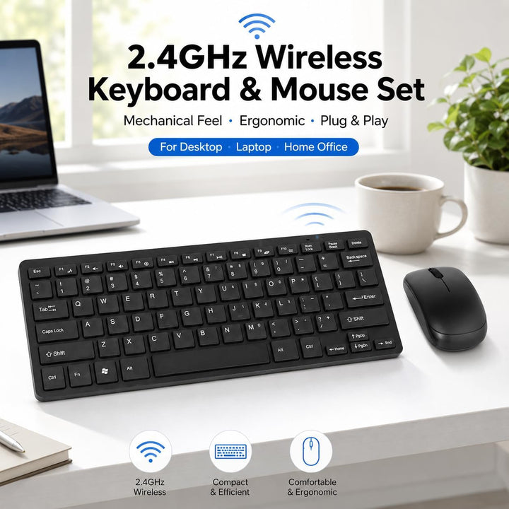 Kabellose Tastatur- und Maus-Kombination, 2,4 GHz Tragbar Wiederaufladbare Funktastatur Maus, Mechan