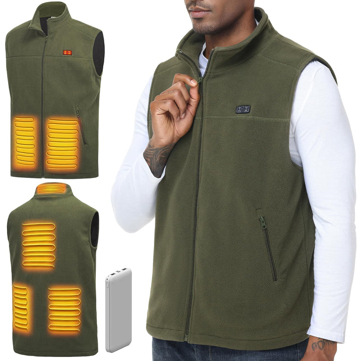 Beheizbare Weste, Heizweste für Damen Herren, Beheizte Jacke mit 10000mAh Powerbank, Microfleece Hei