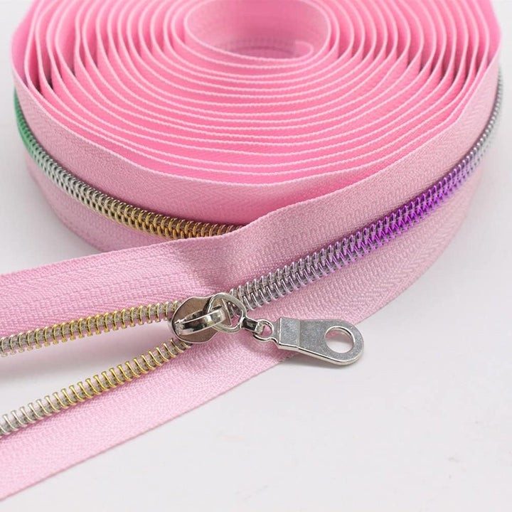YaHoGa 9 m Regenbogen endlos Reissverschluss Meterware Pink reissverschluss 6mm-Spirale + 25 Nonlock