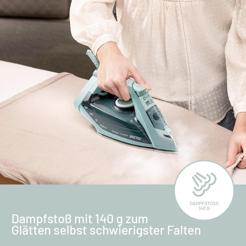 Imetec Perfect Comfort, Dampfbügeleisen, leicht, handlich, Kalkschutz, Dampfstoss 140 g, Edelstahlso