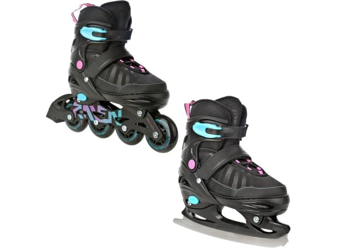 RAVEN Inline Skates Inliner für Kinder und Erwachsene OPTIONAL 2in1 mit Schlittschuhen verstellbar O
