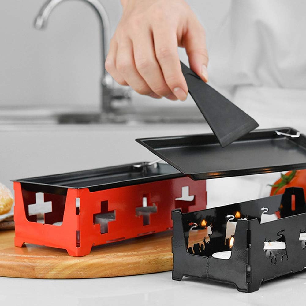 Käse Grill Käse Schmelzgerät Tragbar Kerzenlicht Raclette-Metall Antihaft-Käsepfanne (Rosso) Rot, Ro