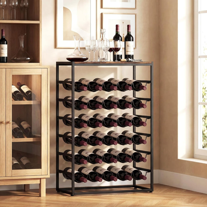 HOMCOM Weinregal für 30 Flaschen Flaschenregal freistehender Flaschenhalter Weinflaschenhalter aus M