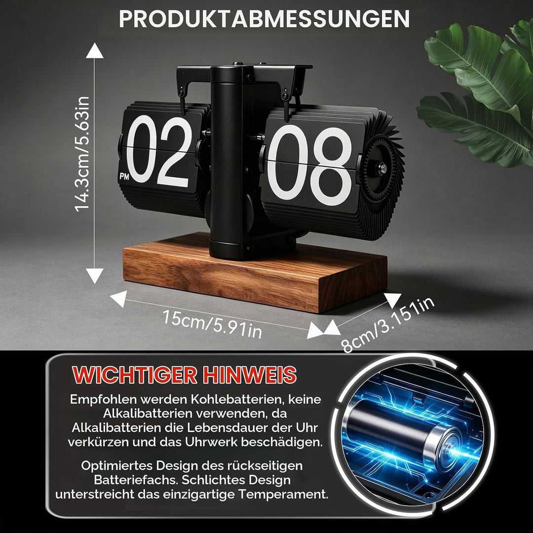 Cyrank Flip Clock Schreibtisch, Retro Digital Flip Down Clock Flip Digitaluhr Mechanische Uhr Flip C