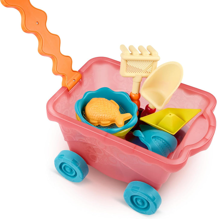 B. toys - Wavy-Wagon - Rot - Bollerwagen & Strandspielzeug - 10 Sandspielzeug - Strand Spielset - So