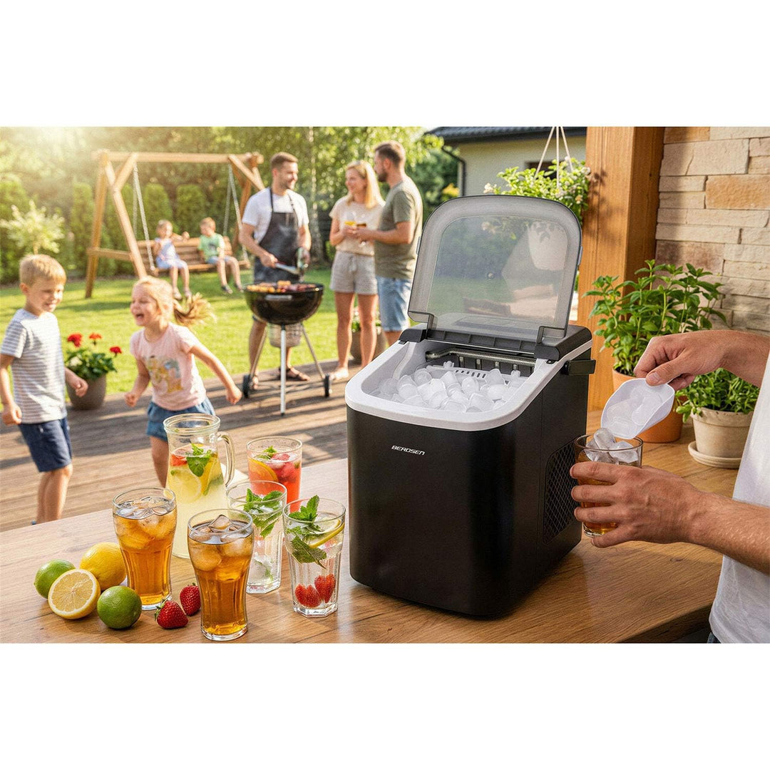 Berdsen Eiswürfelmaschine 12 kg/24 h - 9 Eiswürfel in 6-8 Minuten - Eiswürfelbereiter mit 2 Grössen