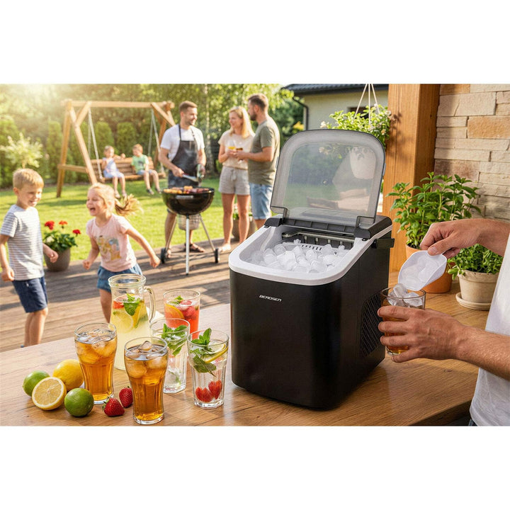 Berdsen Eiswürfelmaschine 12 kg/24 h - 9 Eiswürfel in 6-8 Minuten - Eiswürfelbereiter mit 2 Grössen