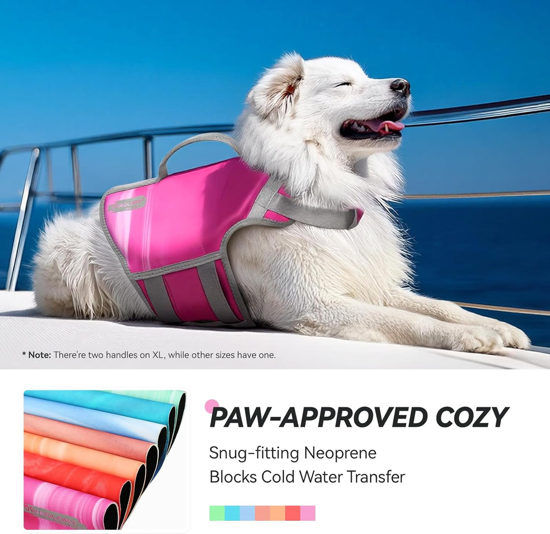VIVAGLORY Neoprene Schwimmweste Hund, Rettungsweste Hund für Bootfahren, Schwimmweste, Schwimmhilfe