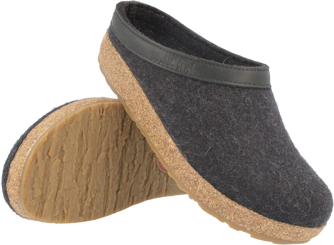 HAFLINGER Damen Pantoffel Hausschuh Grizzly Torben Wollfilz 713001 35 EU Graphit, 35 EU Graphit