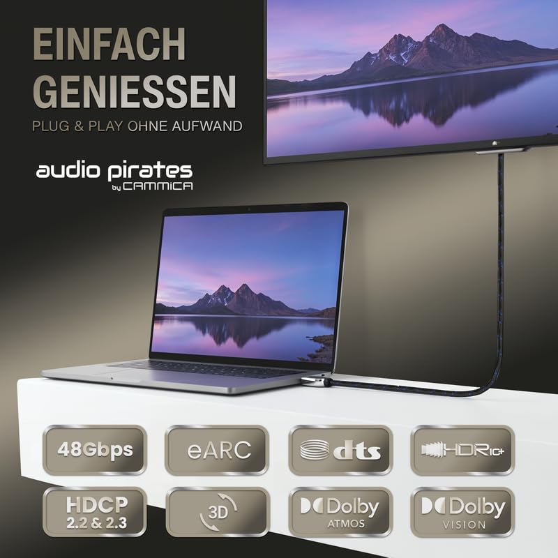 audio pirates PREMIUM COLLECTION HDMI 2.1 Kabel | zertifiziert | 48Gbit/s Ultra High Speed HDMI-Kabe