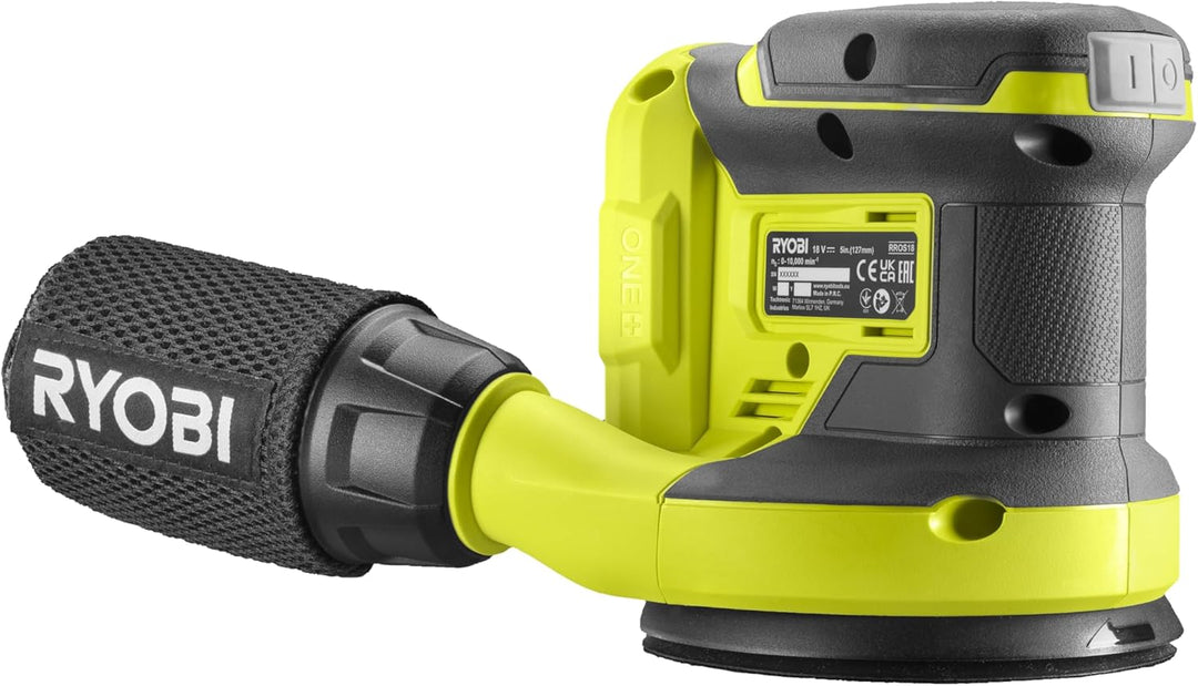 RYOBI 18 V ONE+ Akku-Exzenterschleifer RROS18-0, 125 mm Schleifteller, 2,5 mm Schwingkreis, Effizien