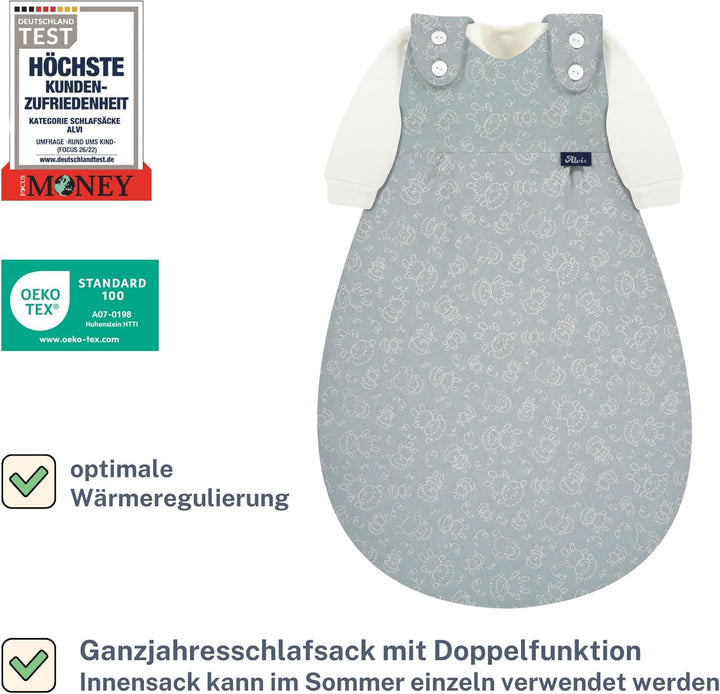 Alvi Baby Mäxchen Original | Babyschlafsack 3-teilig Aussensack & zwei Innensäcke | Kinderschlafsack
