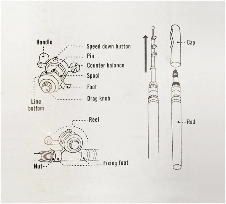 Lixada Mini Angel Reel Combo Kit, Pen Angelrute + Fishing Wheel + Angelschnur + Weiche Köder + Hooks