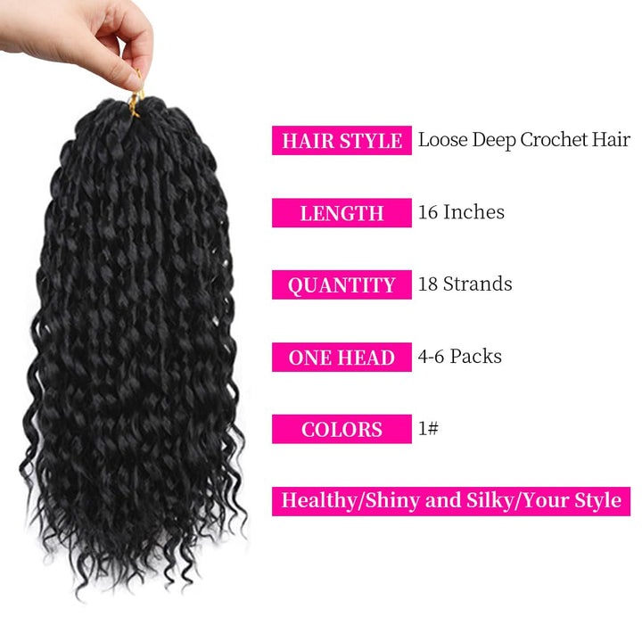 5 Packs Passion Twist Crochet Braid Hair 16" Deep Wave Crochet Hair for Women Long Water Wave Croche