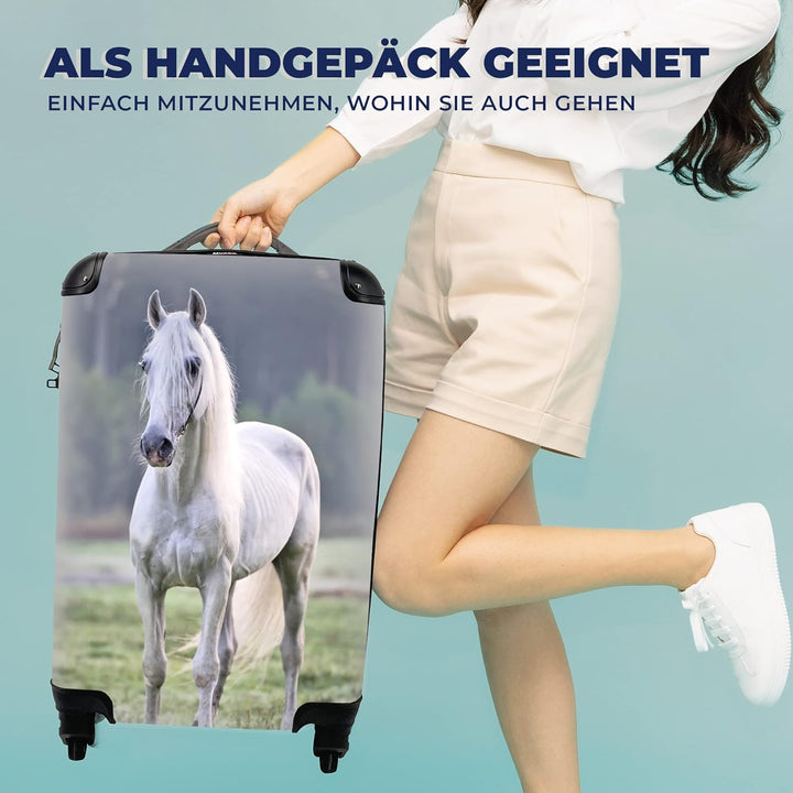 MuchoWow© Koffer Handgepäck Trolley Rollkoffer Kleine Reisekoffer mit 4 Rollen - Pferd - Licht - Mor