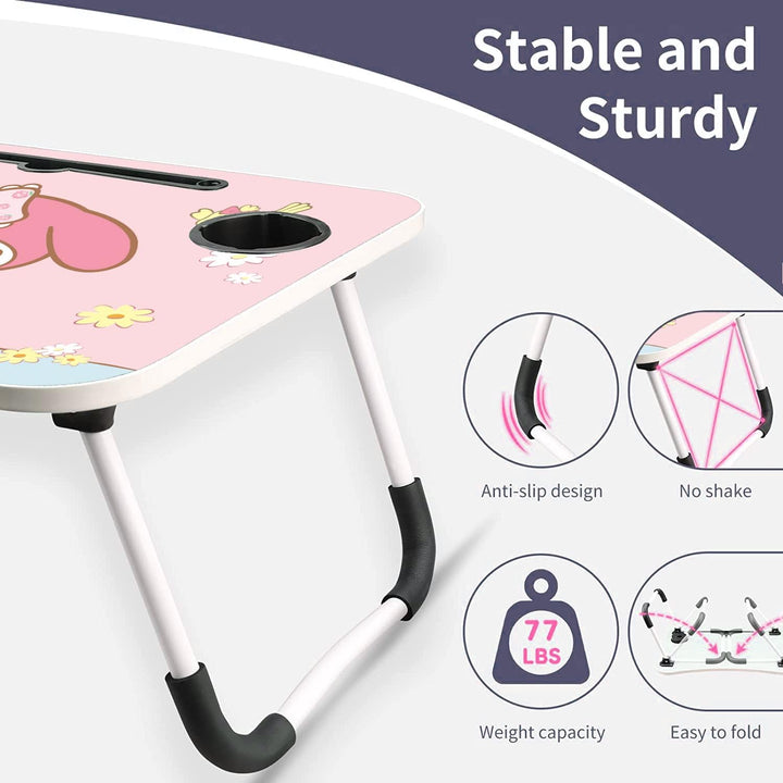 Laptop-Tisch Cartoon-Bilder,Tragbar Laptop Betttablett Tisch mit klappbaren Beinen & Getränkeschlitz