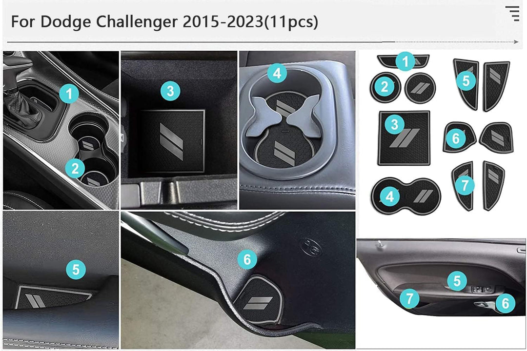 Auprite Rutschfeste Anti-Staub-Matten für Dodge Challenger 2015 2016 2017 2018 2019 2020 2021 2022 2