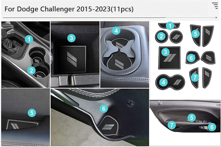 Auprite Rutschfeste Anti-Staub-Matten für Dodge Challenger 2015 2016 2017 2018 2019 2020 2021 2022 2