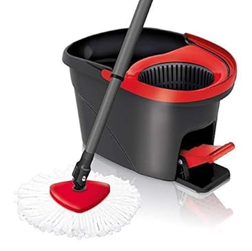 Vileda Easy Wring, Clean Spin Mop und Eimer Set mit Fusspedal, Teleskopstiel 85-123 cm, Bodenwischer