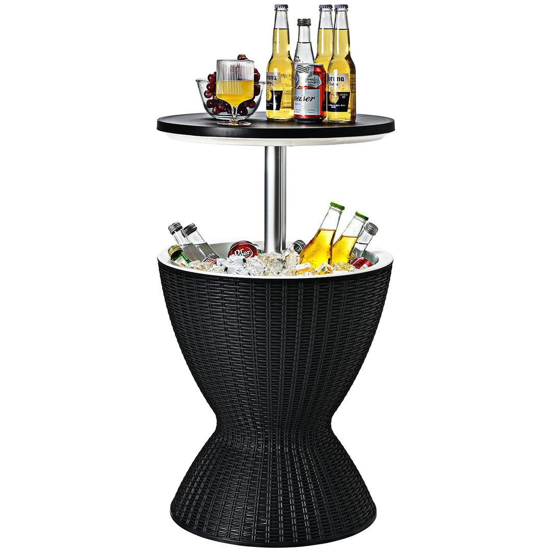 GIANTEX Kühlbox/Beistelltisch Polyrattan, 30 L Getränkekühler Cool Stool in Rattanoptik, Kühlbox mit