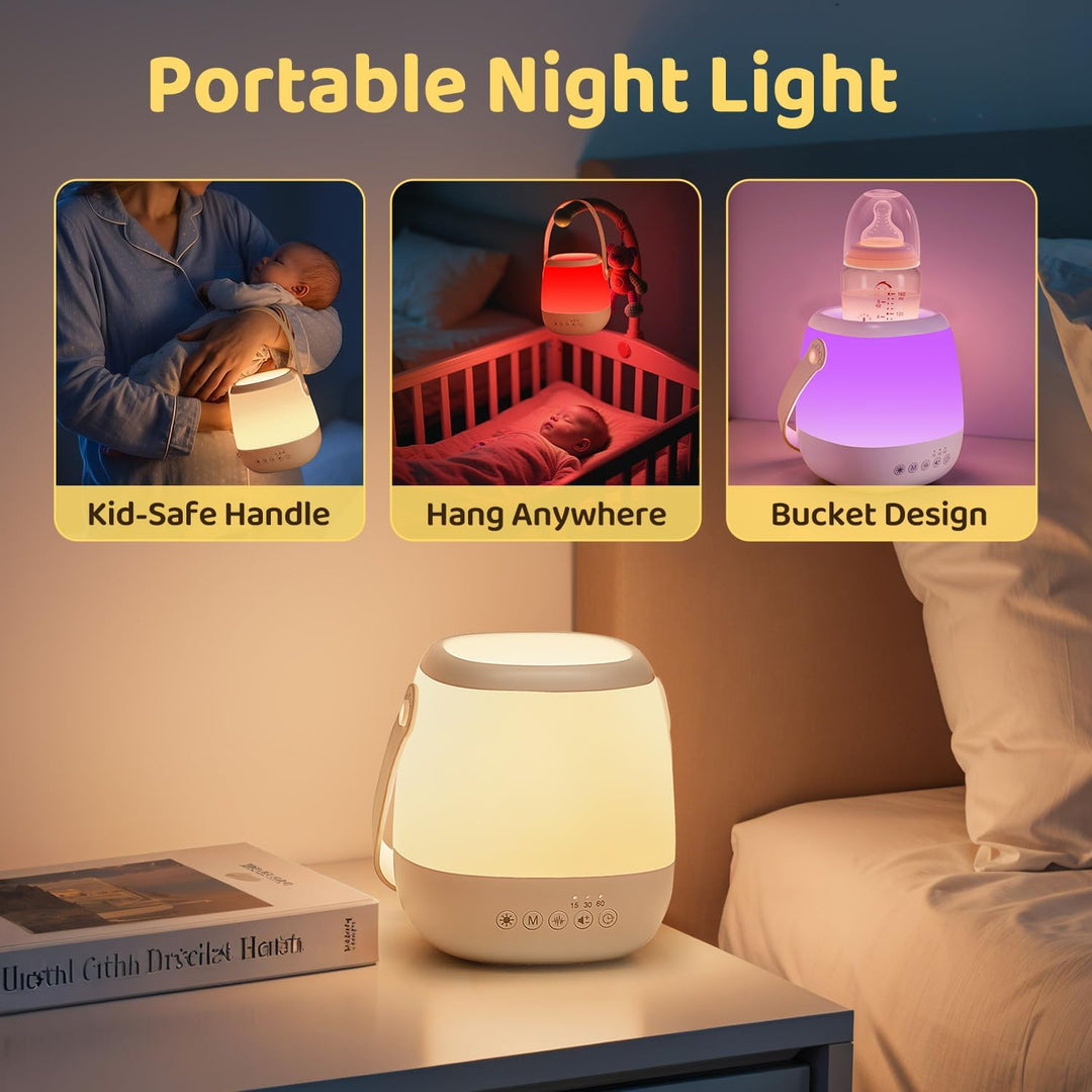 One Fire Nachtlicht Baby Stilllicht Dimmbar,12 White Noise Machine Baby Nachtlicht, 16 Farben+AUTO T