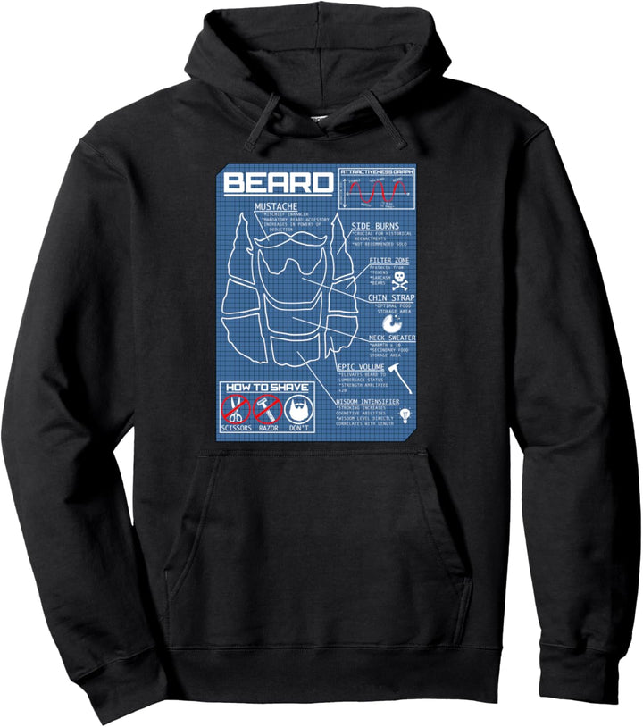 Schematics Of A Beard Pullover Hoodie