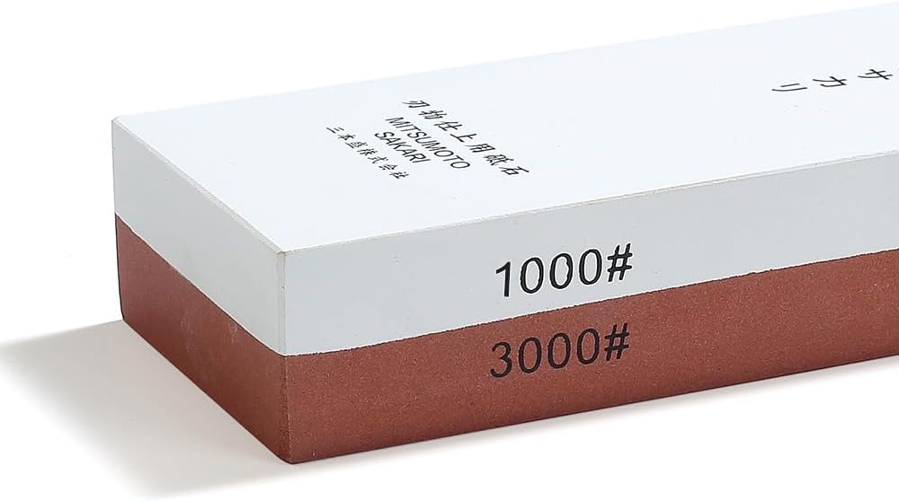 MITSUMOTO SAKARI Japanische Schleifstein Messer, Wetzstahl für professionelle Küchenmesser, 1000/300