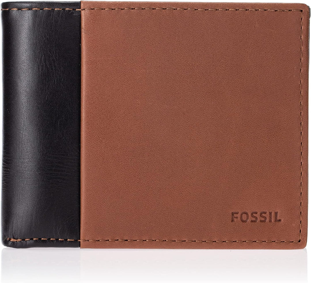 Fossil Herren Ward Leder Bifold Geldbörse 11,43 cm L x 1,905 cm B x 8,89 cm H Schwarz, Schwarz