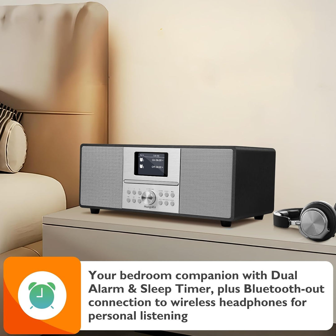 MS4 CD-Player,DAB Radio HiFi-System,Bluetooth,Stereo,Schwarz | Peak 100W Lautsprecher, akustisches H