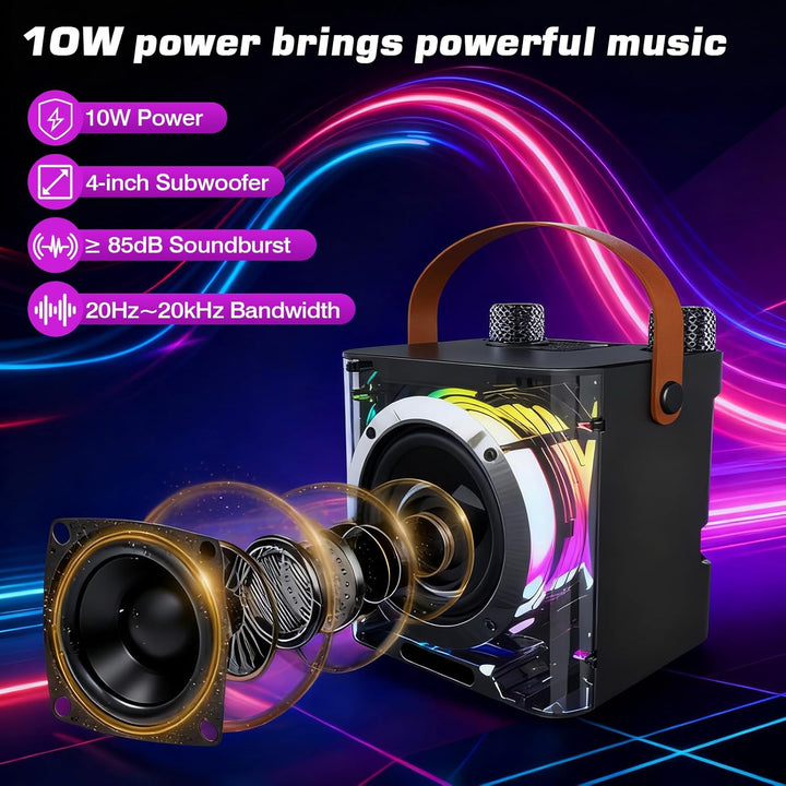Karaoke Maschine mit 2 Mikrofone, Lautsprecher Box mit Lichteffekte, Tragbaren 5.3 Bluetooth Lautspr