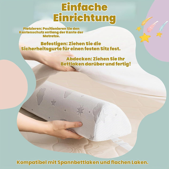 Rausfallschutz Kinderbett - Schaumstoff Bettschutz mit verstellbaren Gurten, Anti-Rutsch, Air-Layer-