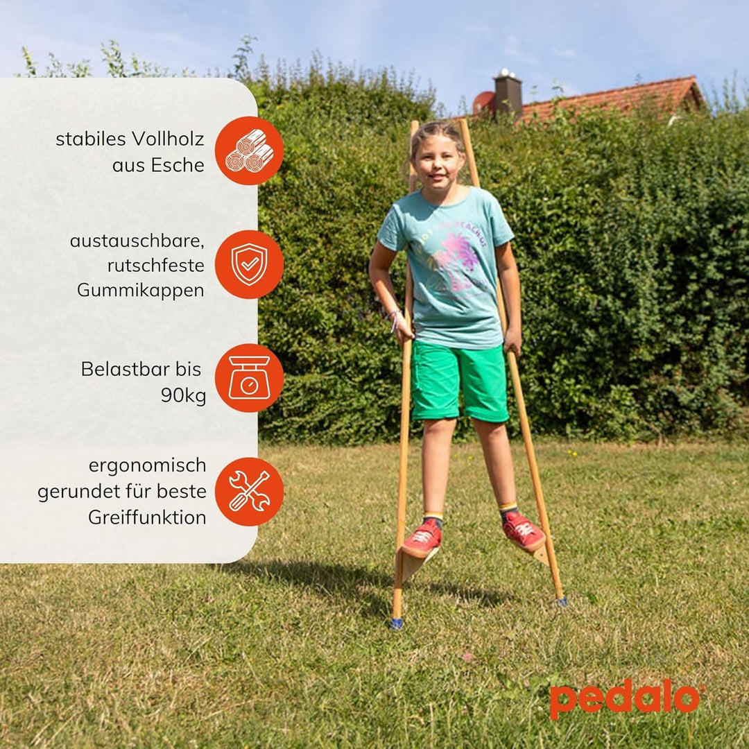 pedalo Stelzen 170 cm I verstellbare Holzstelze I Antirutsch-Gummifuss I extrem stabil für Kinder un