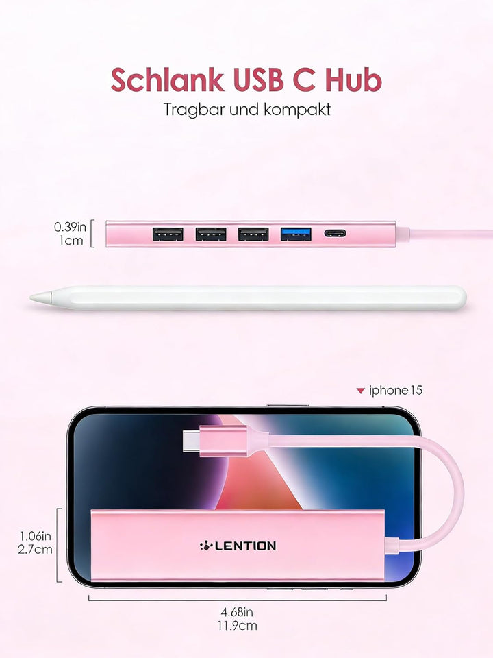 LENTION USB C Hub mit 100W PD Aufladung, 4K HDMI, USB 3.0 & 2.0 Adapter auf HDMI, Kompatibel 2026-20