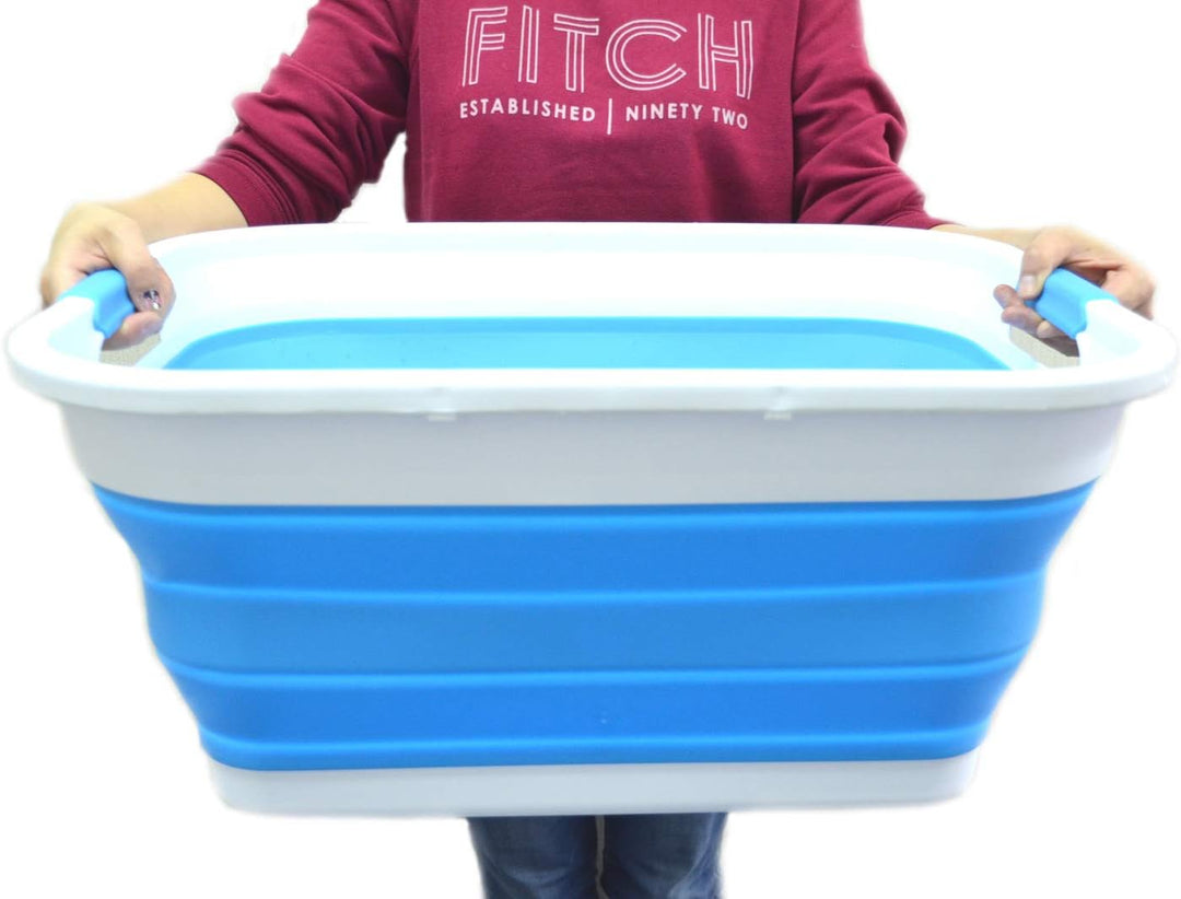 SAMMART 41L Set of 2 Collapsible Laundry Basket (Himmelblau, 2) Himmelblau 2, Himmelblau 2